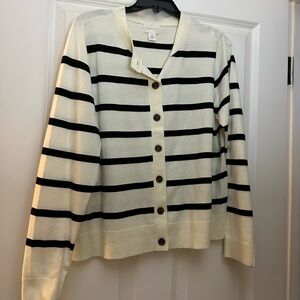 Caslon Black and Cream Striped Cardigan